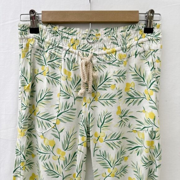 Cali 1850 Tropical Palm Leaf Linen Blend Straight Leg Pants Drawstring Waist XS - Picture 15 of 15